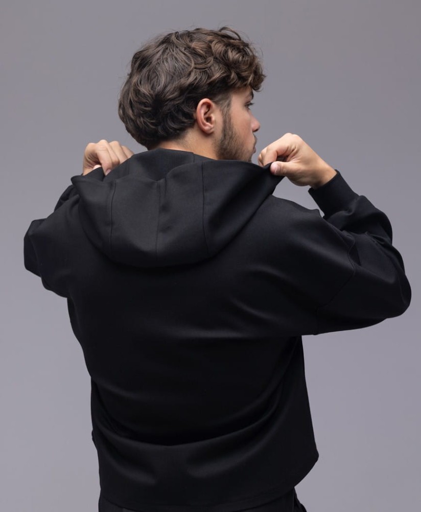 Bluza męska Prince - czarny, szeroka, oversize, szerokie rękawy, zamek, kaptur