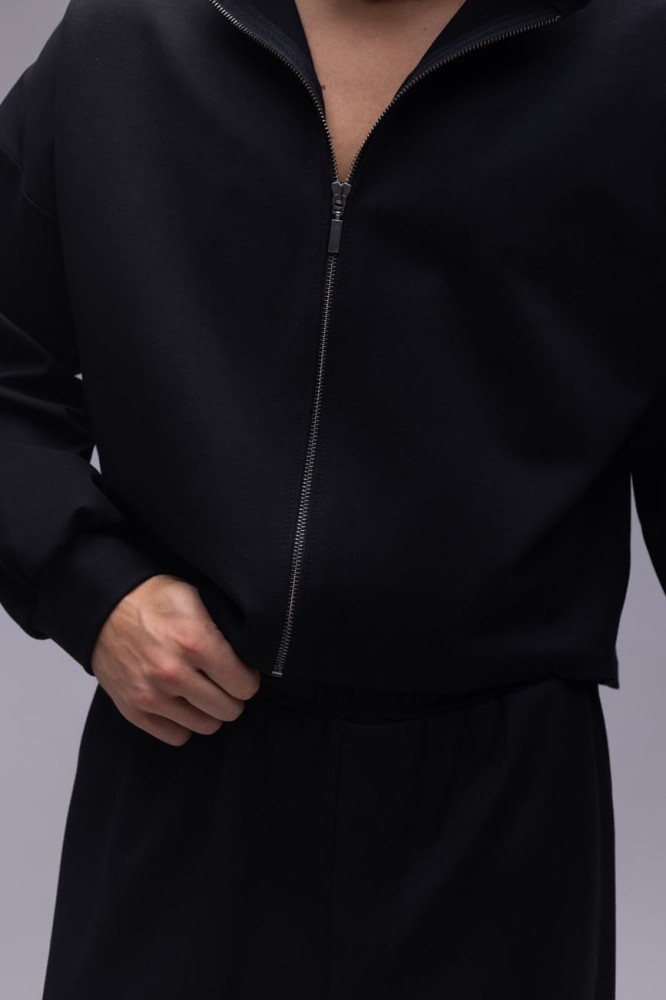 Bluza męska Prince - czarny, szeroka, oversize, szerokie rękawy, zamek, kaptur