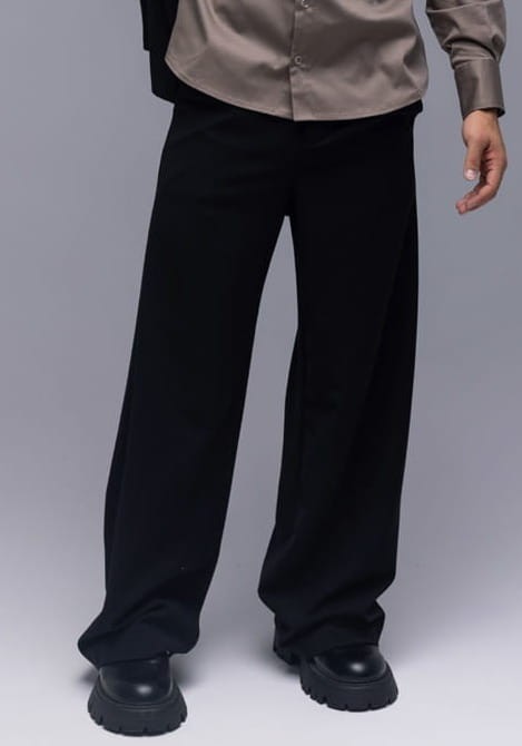 Spodnie męskie Lord - głęboka czerń, prosta nogawka, kieszenie boczne