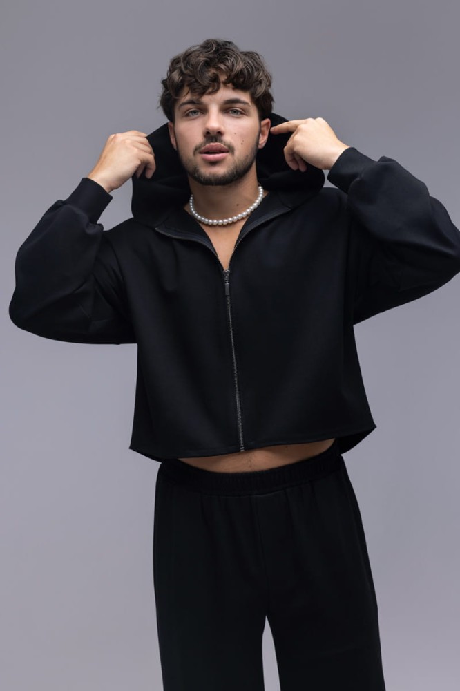 Spodnie męskie Prince - szerokie nogawki, pas gumka, czarne, kieszenie boczne, kieszonka tylna