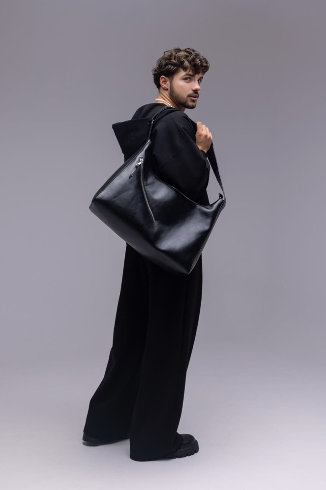 Bluza męska Prince - czarny, szeroka, oversize, szerokie rękawy, zamek, kaptur