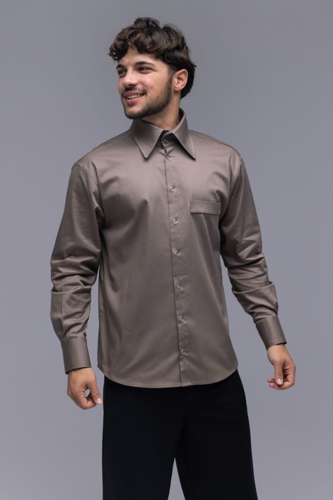 Koszula męska Boss - dopasowany krój, wysoki kołnierzyk, wysoki mankiet, guziki, bawełna