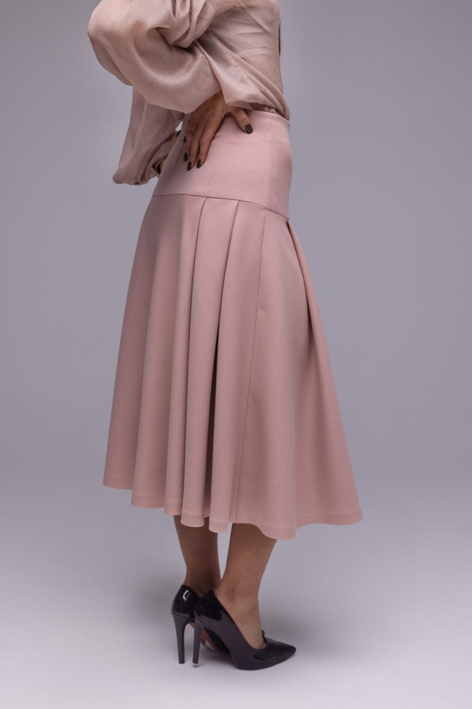 Koszula damska Drama- transparentna, brudny róż, bufiaste rękawy, obniżona linia ramion, usztywniony mankiet i kołnierzyk