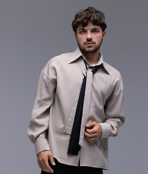 Koszula The Nonchalant - prosty krój, podwójny szal, kołnierz, szerokie rękawy