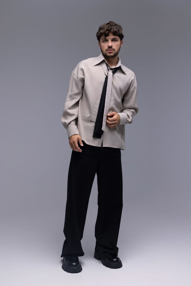 Koszula The Nonchalant - prosty krój, podwójny szal, kołnierz, szerokie rękawy